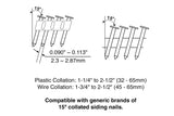 PCN65 Pneumatic 15 Degree 2-1/2" Coil Siding Nailer