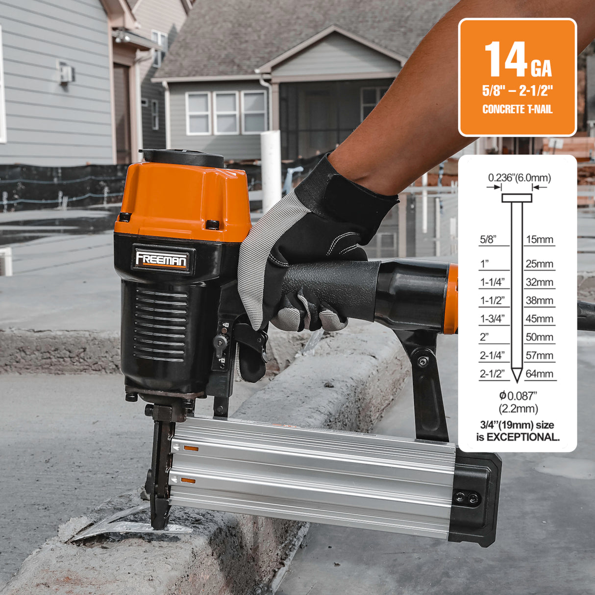 Pneumatic Heavy Duty 2-1/2 in. 14-Gauge Concrete T-Nailer Pneumatic Heavy Duty 2-1/2 in. 14-Gauge Concrete T-Nailer