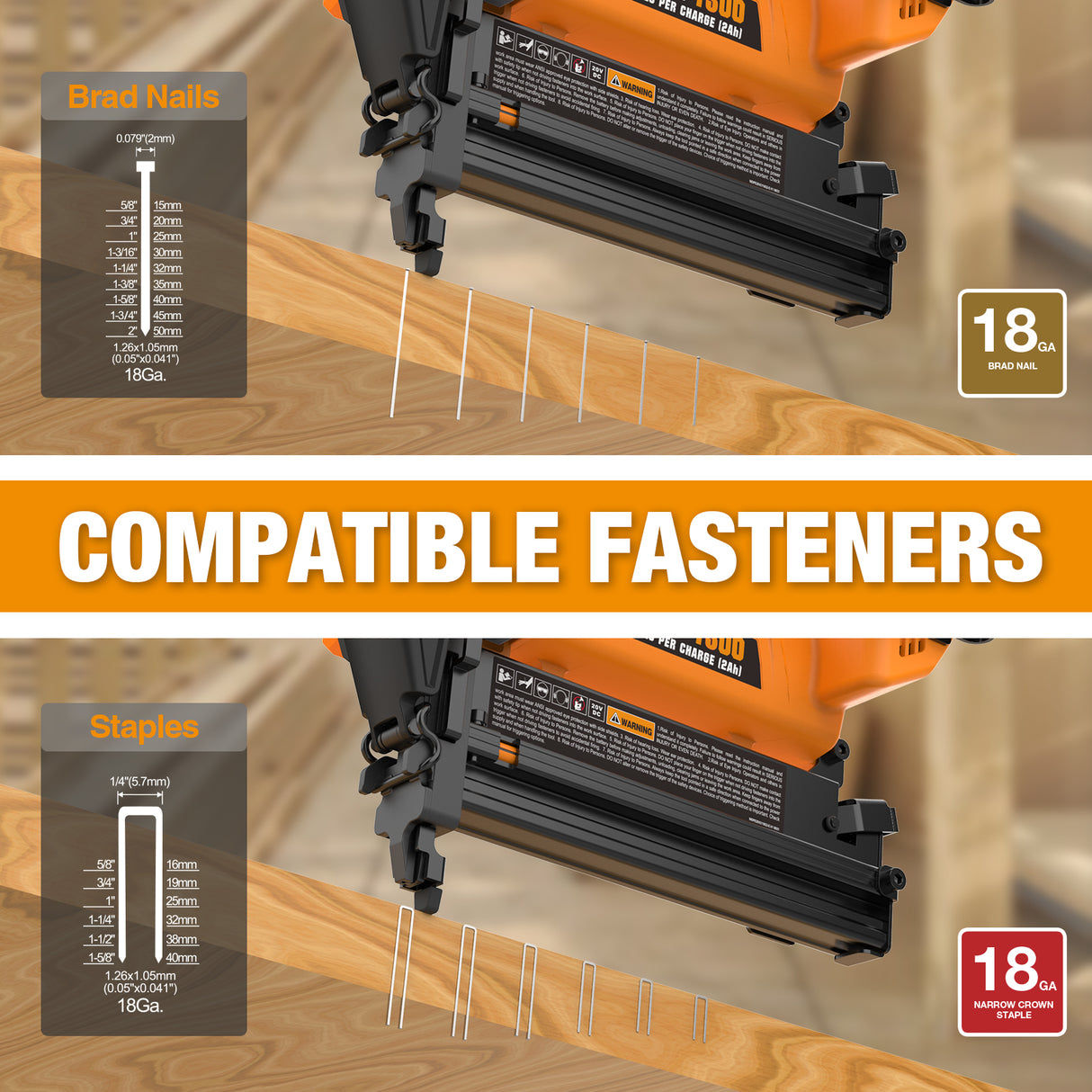 20V Cordless 2-in-1 18-Gauge 2" Nailer / Stapler (Tool Only), PE20VT2118