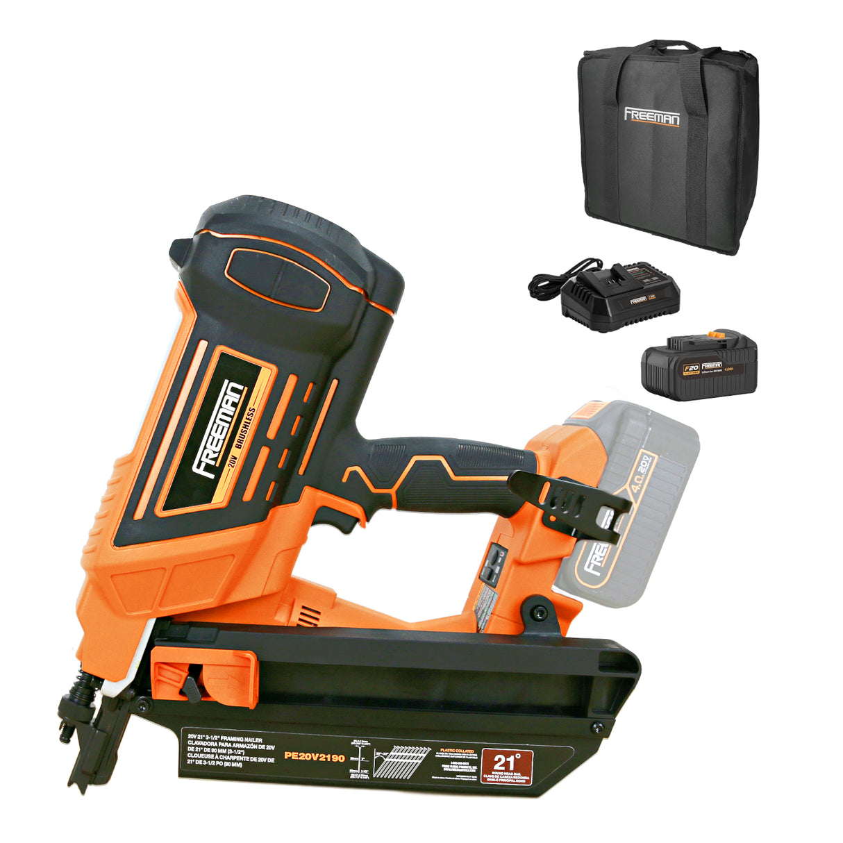 20V Cordless and Brushless 21° 3-1/2" Framing Nailer