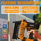 20V Cordless 3-in-1 16 and 18 Gauge Nailer / Stapler (Tool Only), PE20VT31618