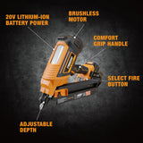 PE20V3490 20 Volt Cordless and Brushless 34 Degree 3-1/2" Framing Nailer Kit