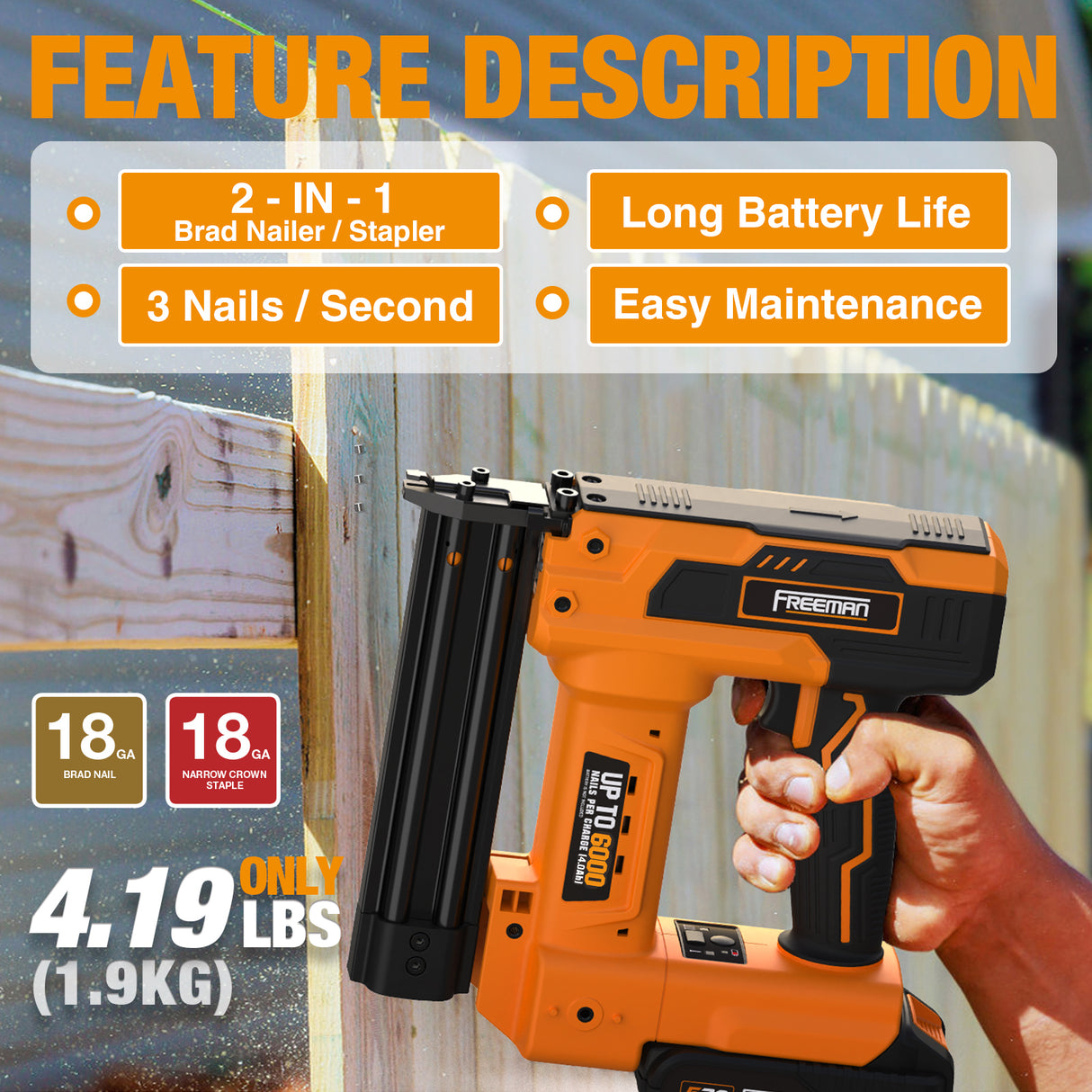 20V Cordless 2-in-1 18-Gauge 1-1/4" Nailer / Stapler Kit, PE20VBR9032