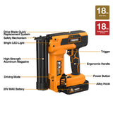20V Cordless 2-in-1 18-Gauge 1-1/4" Nailer / Stapler Kit, PE20VBR9032