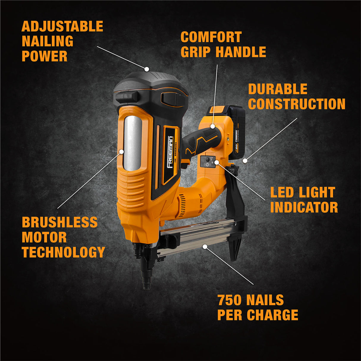 PE20VCSPN40 20 Volt Cordless and Brushless 1-1/2" Concrete Strip Pin Nailer Kit