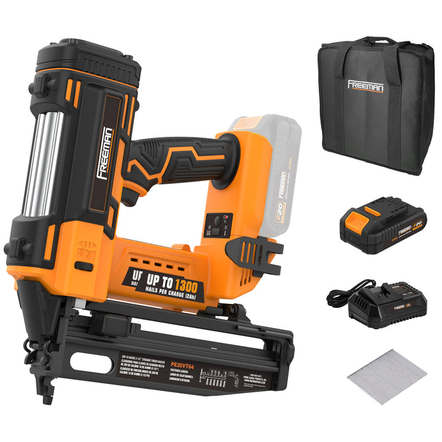 PE20VFN64 20 Volt Cordless 16-Gauge 2-1/2" Straight Finish Nailer Kit