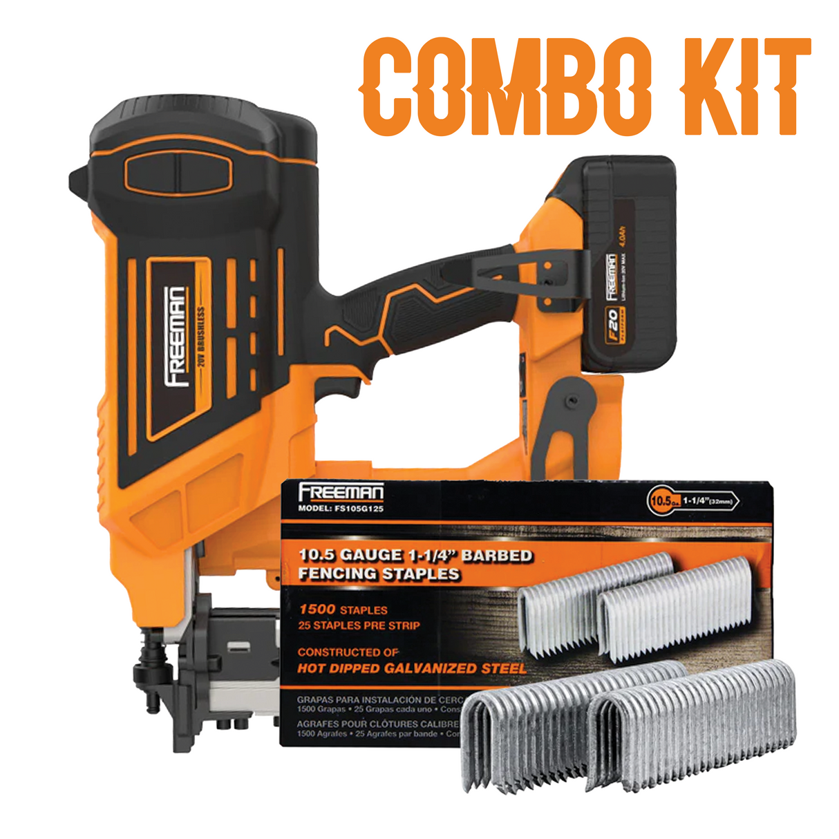 Cordless 10.5-Gauge Fencing Stapler + 1-1/4" Fencing Staples (1500) Kit