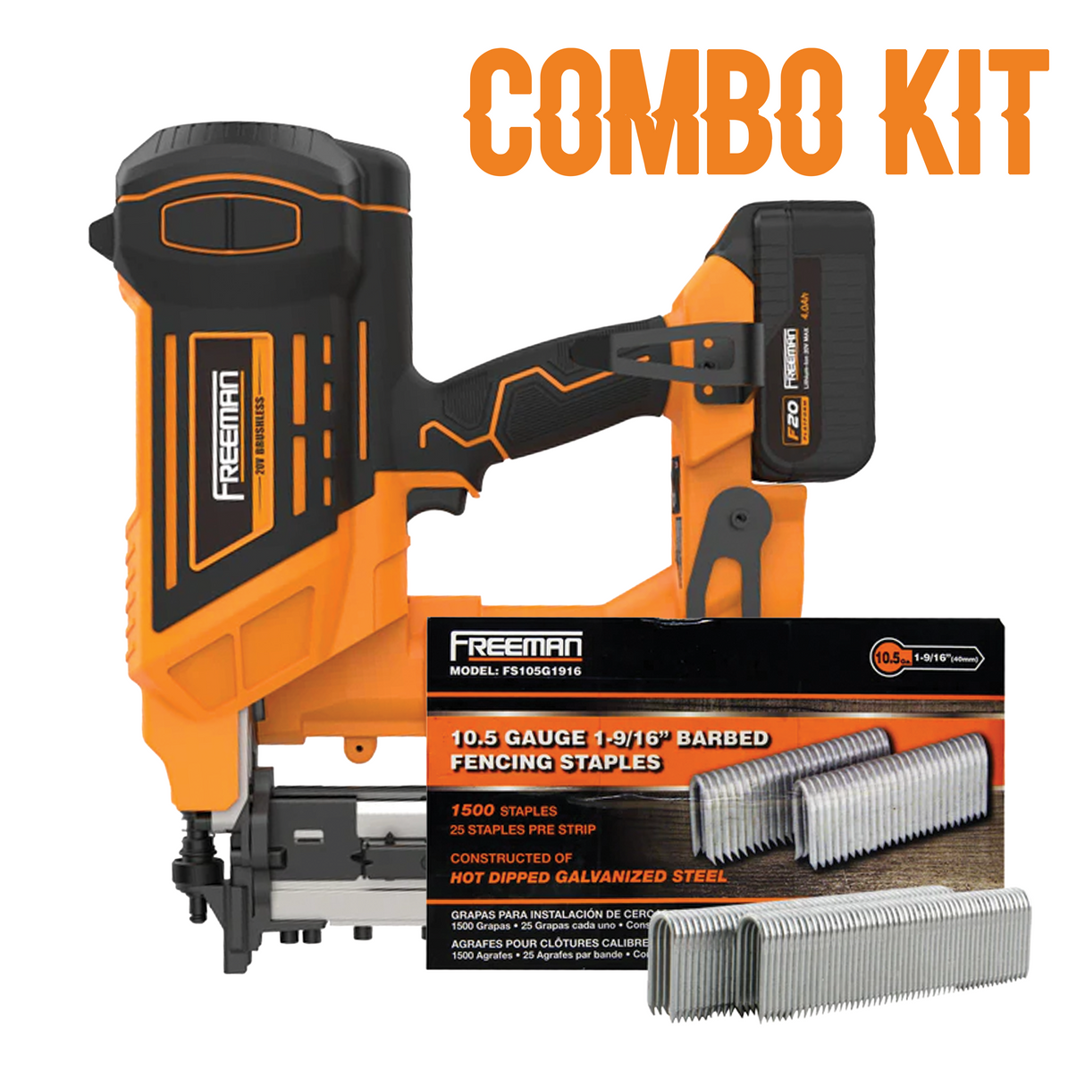 Cordless 10.5-Gauge Fencing Stapler + 1-9/16" Fencing Staples (1500) Kit