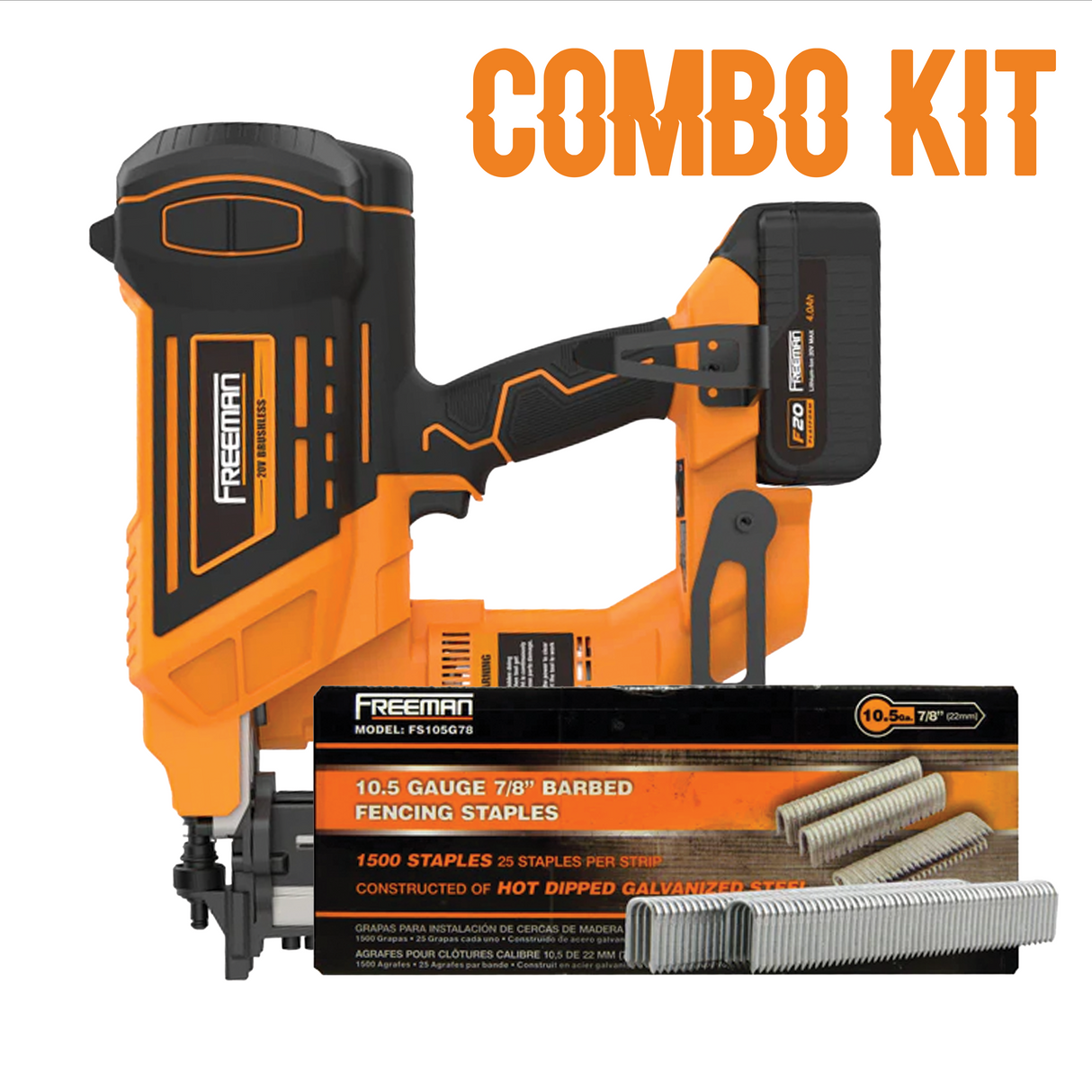 Cordless 10.5-Gauge Fencing Stapler + 7/8" Fencing Staples (1500) Kit