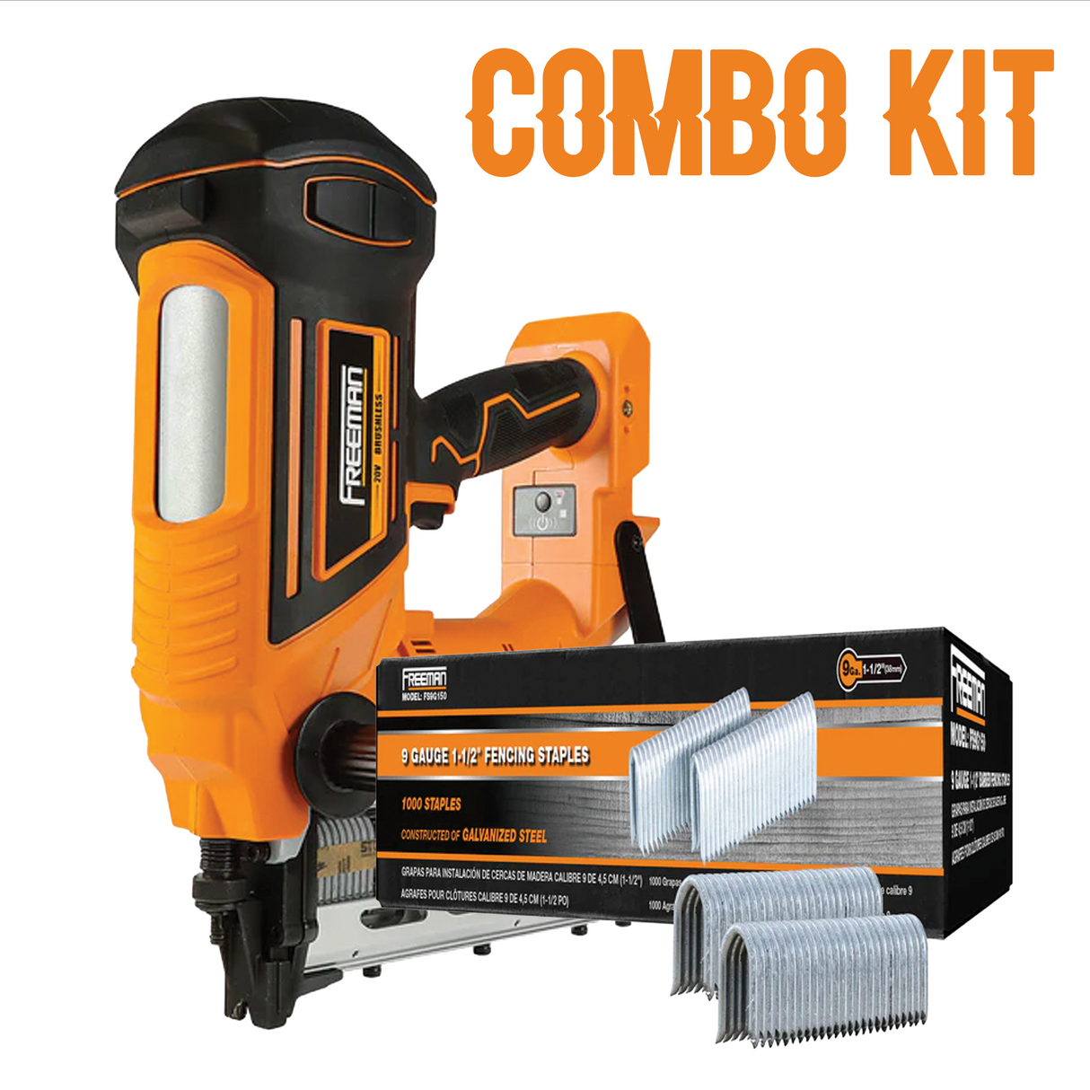 Cordless 9-Gauge Fencing Stapler + 1-1/2" Fencing Staples (1000) Kit