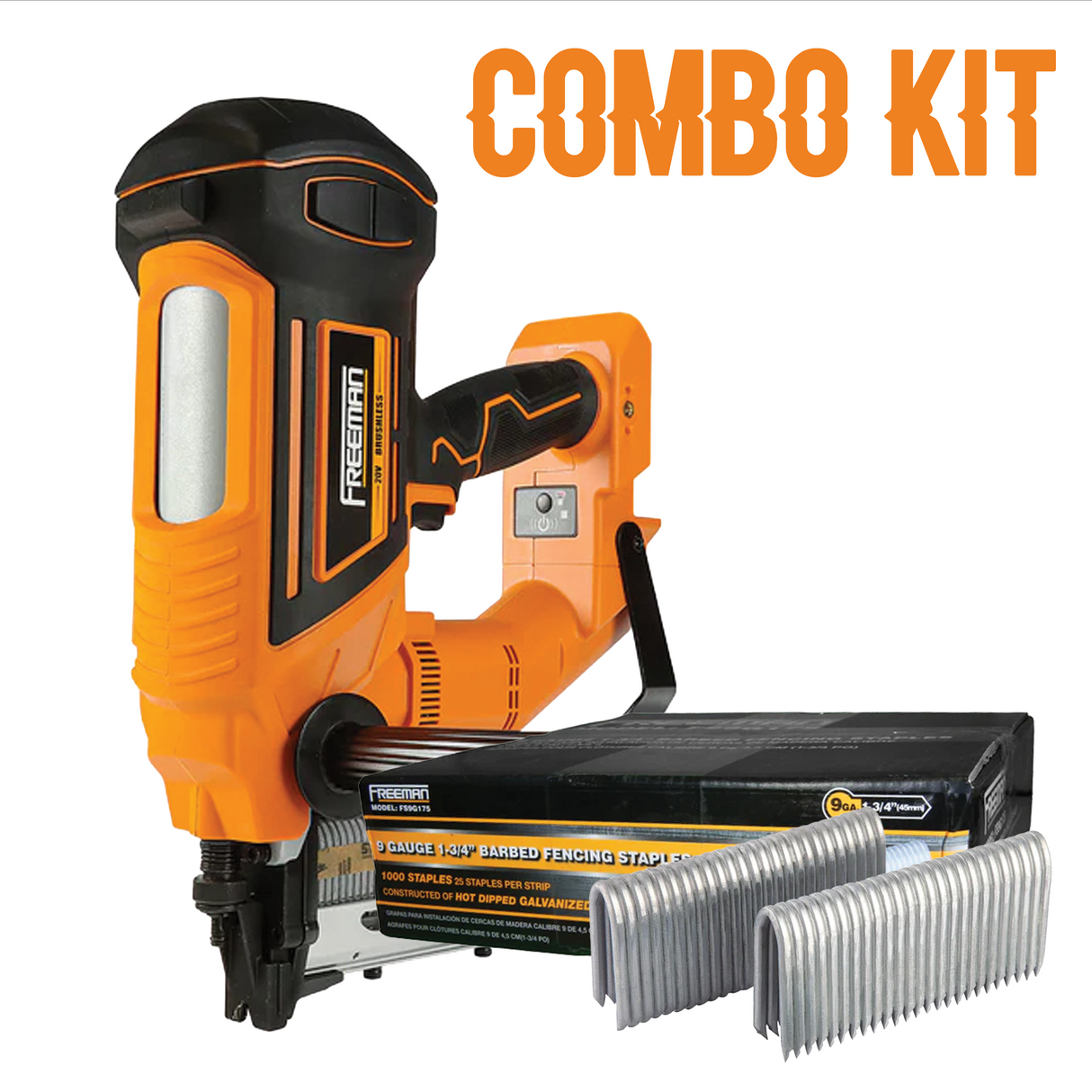 Cordless 9-Gauge Fencing Stapler + 2" Fencing Staples (1000) Kit