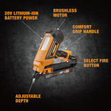 PE20VT3490 20 Volt Cordless and Brushless 34 Degree 3-1/2" Framing Nailer (Tool Only)