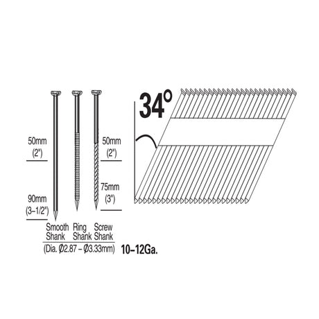 Pneumatic 34 Degree 3-1/2" Framing Nailer
