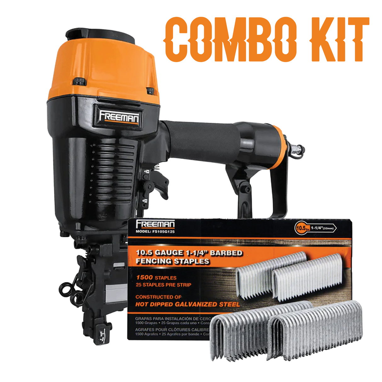 Pneumatic 10.5-Gauge Fencing Stapler + 1-1/4" Fencing Staples (1500) Kit