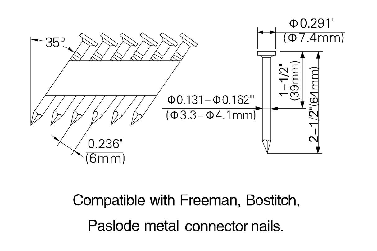PMC250 Pneumatic 35 Degree 2-1/2" Metal Connector Nailer