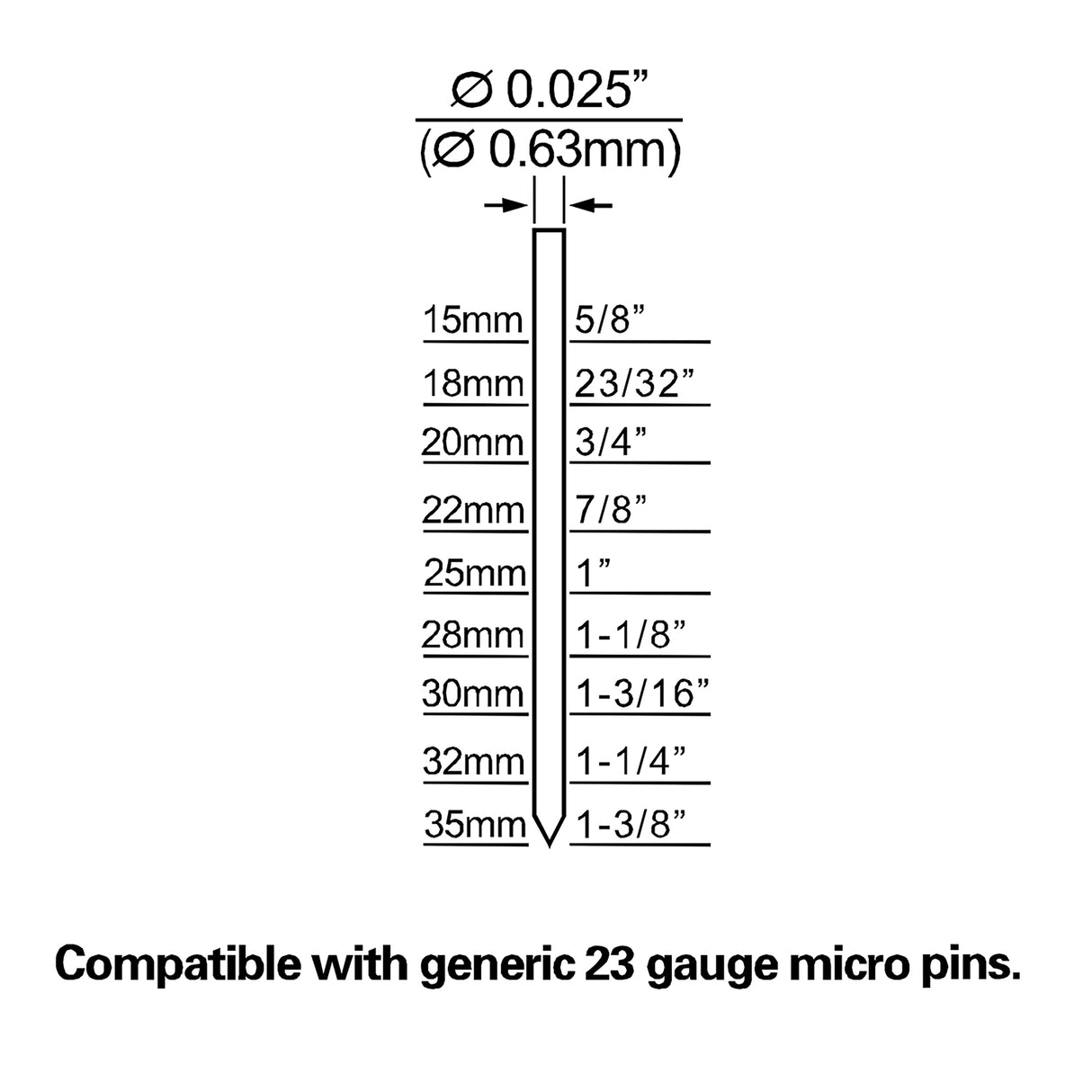 PP13823 Pneumatic 23-Gauge 1-3/8" Micro Pinner