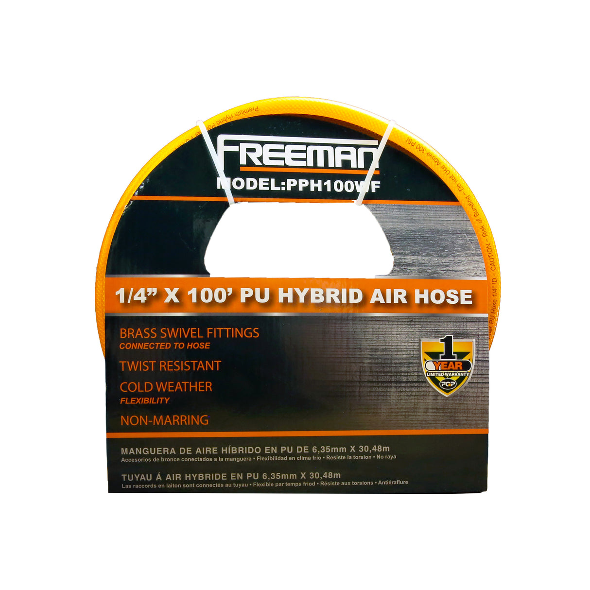 1/4" x 100' PU Hybrid Air Hose, PPH100WF