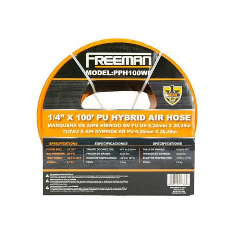 Manguera de aire híbrida de PU de 1/4" x 100'