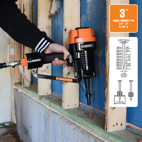 Pneumatic 3" Single Pin Concrete Nailer