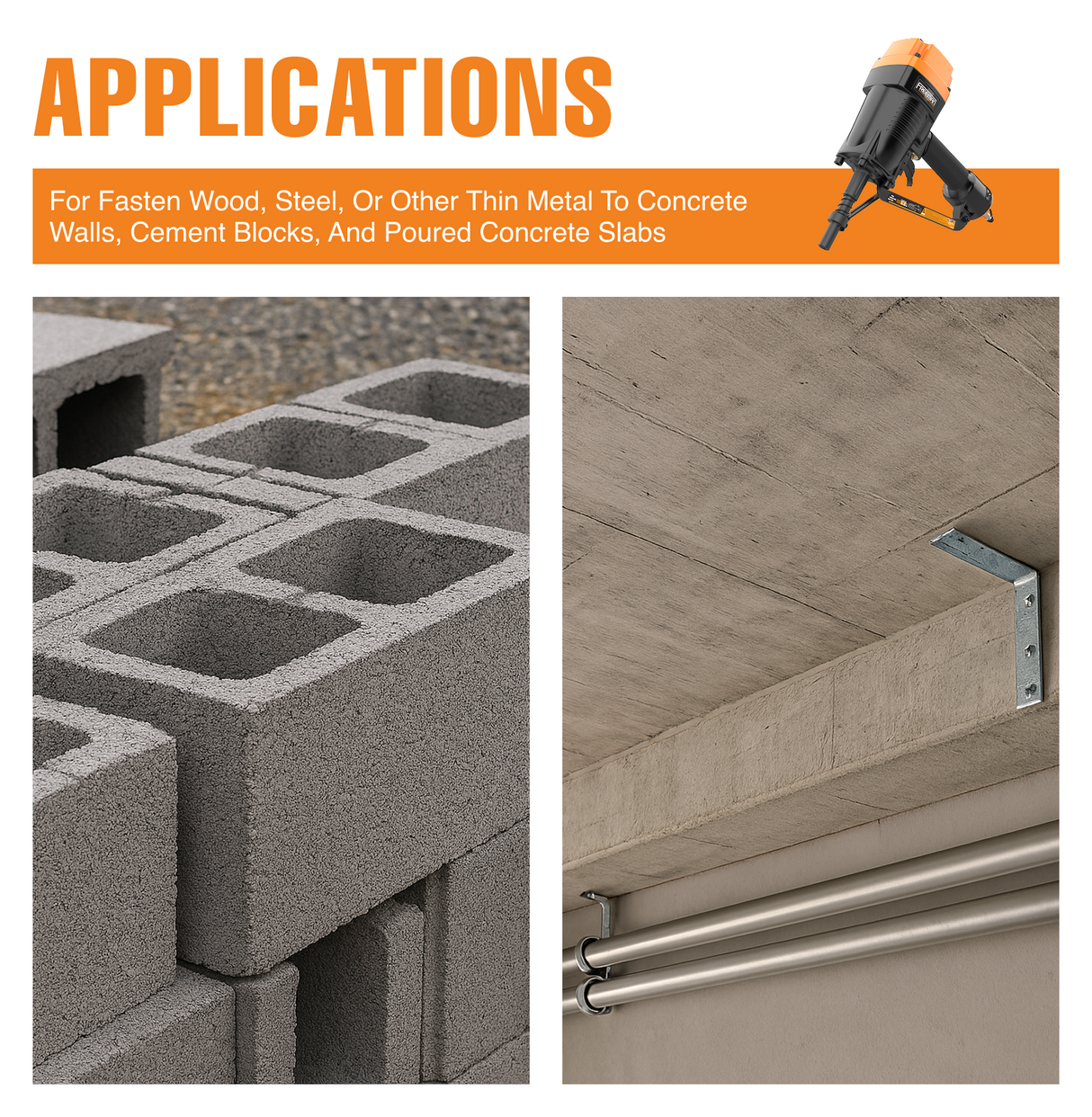 Pneumatic 3" Single Pin Concrete Nailer