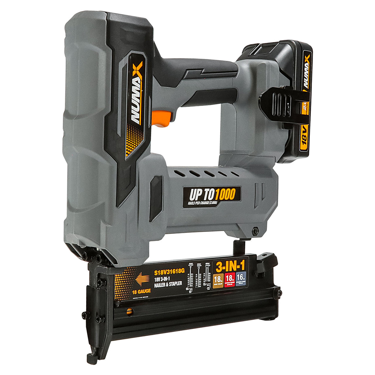 18V Cordless 3-in-1 16 and 18-Gauge Nailer / Stapler Kit