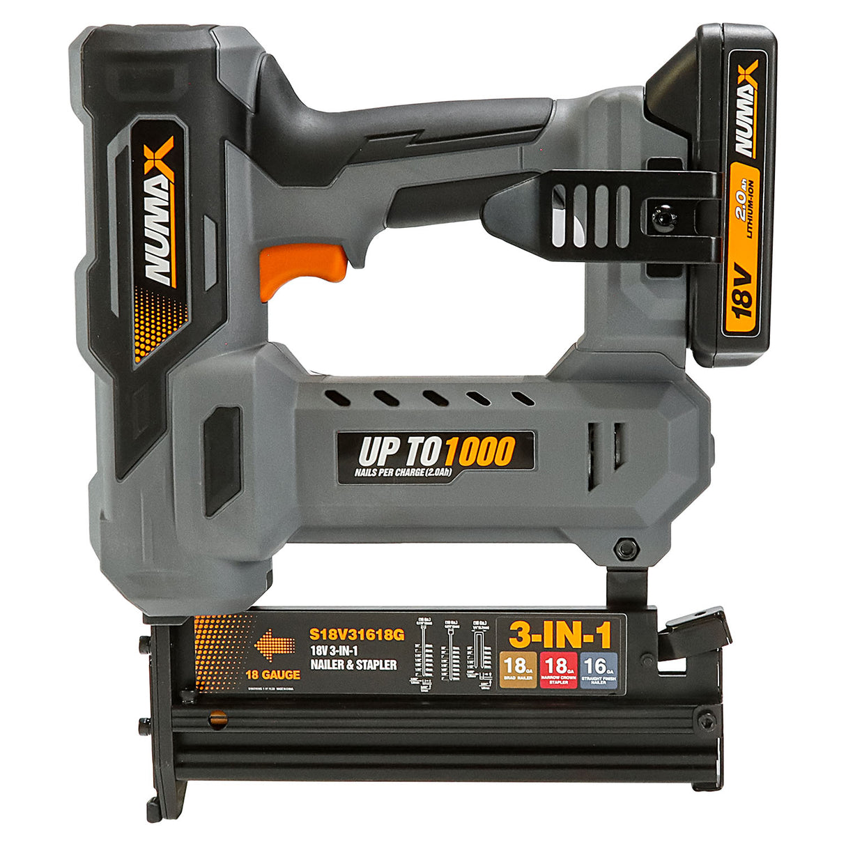 18V Cordless 3-in-1 16 and 18-Gauge Nailer / Stapler Kit
