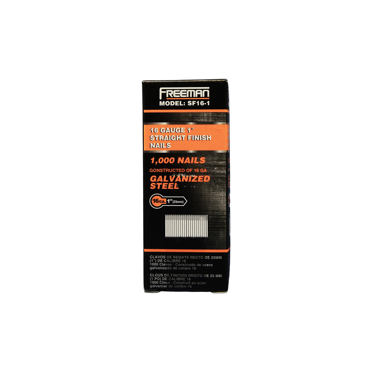 SF16-1 16-Gauge 1" Glue Collated Straight Finish Nails (1000 Count)