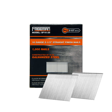 SF16-25 16-Gauge 2-1/2" Glue Collated Straight Finish Nails (1000 Count)