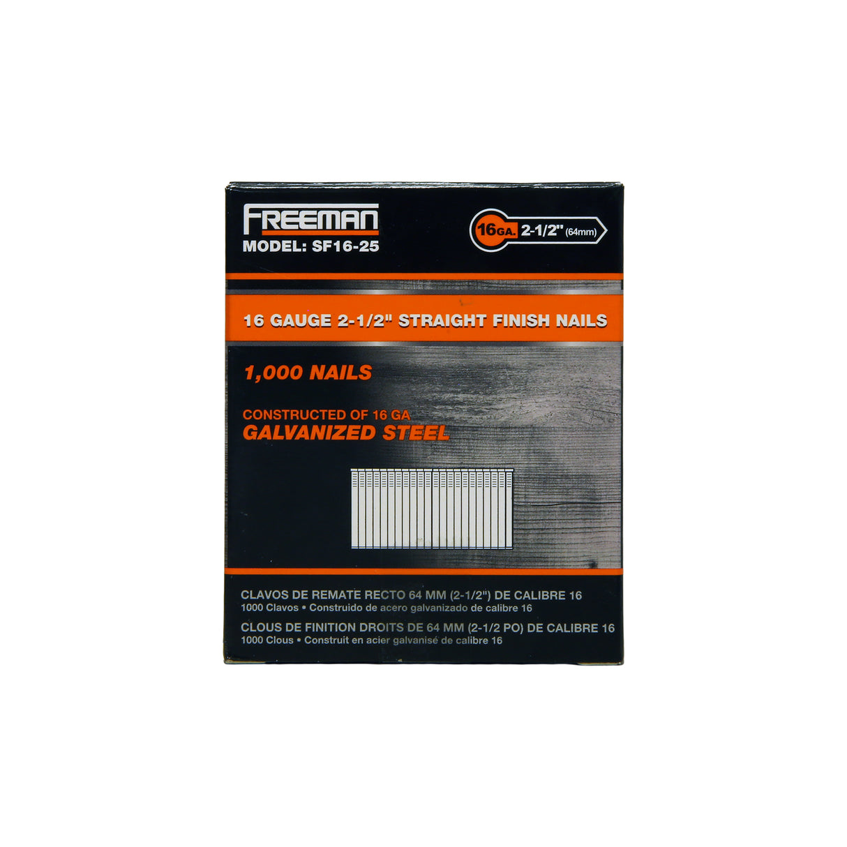 16-Gauge 2-1/2" Glue Collated Straight Finish Nails (1000 Count)