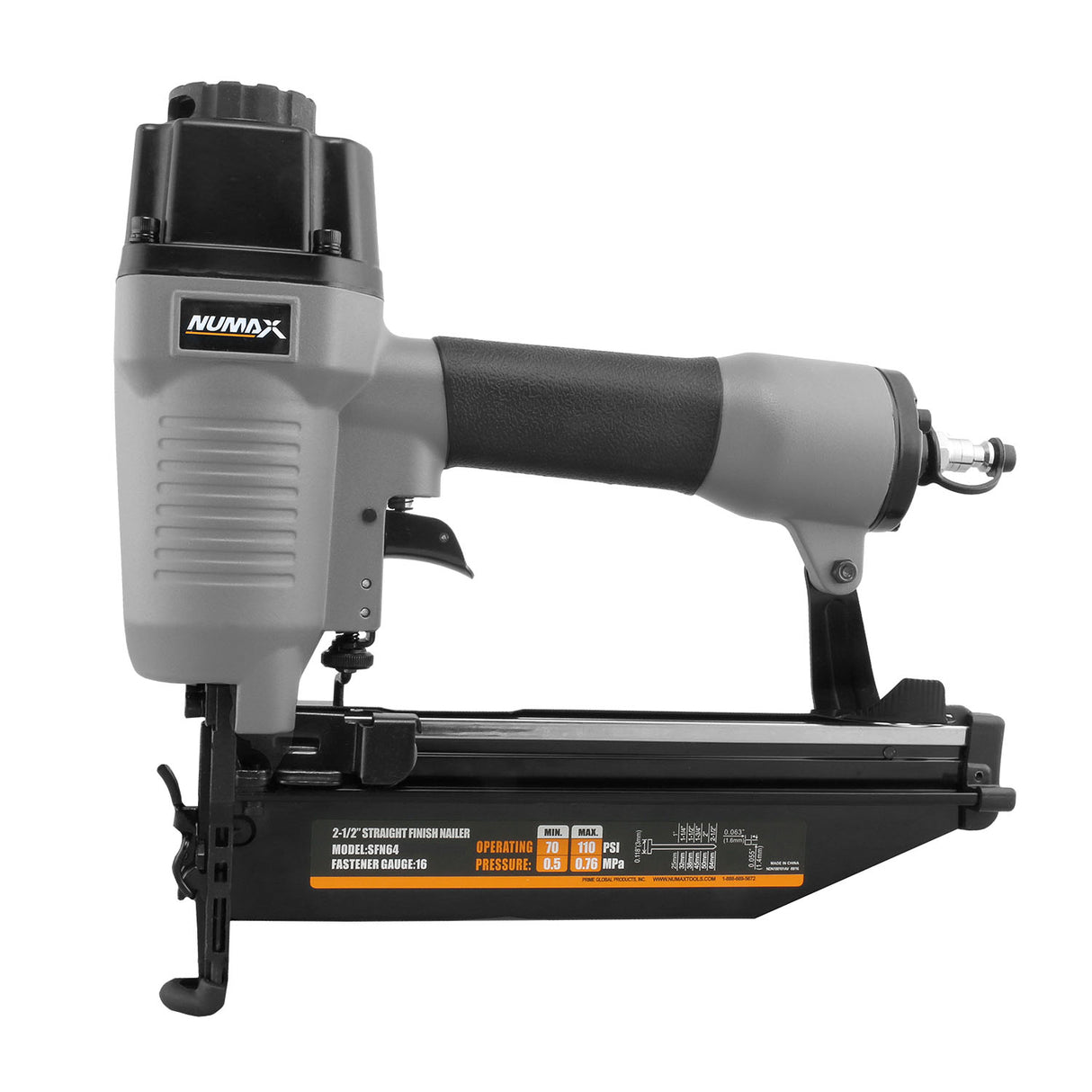 Pneumatic 16-Gauge 2-1/2" Straight Finish Nailer with Nails
