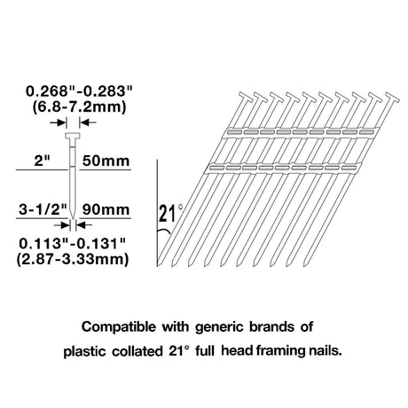 Pneumatic 21 Degree 3-1/2" Framing Nailer with Nails