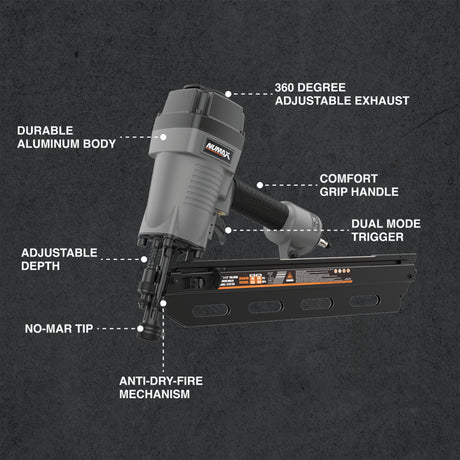 Pneumatic 21 Degree 3-1/2" Framing Nailer with Nails