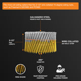 15 Degree 2-1/2" Wire Collated Galvanized Ring Shank Coil Siding Nails (3600 Count)