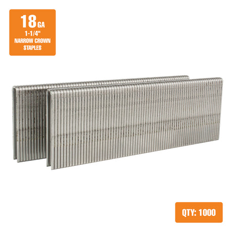 18-Gauge 1-1/4" Glue Collated Stainless Steel Narrow Crown Staples (1000 Count)