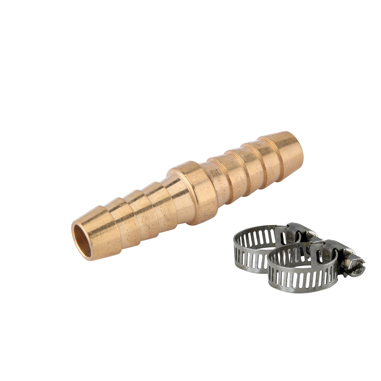 Z3838MMBC 3/8" x 3/8" Male to Male Brass Barbed Coupler with Clamps