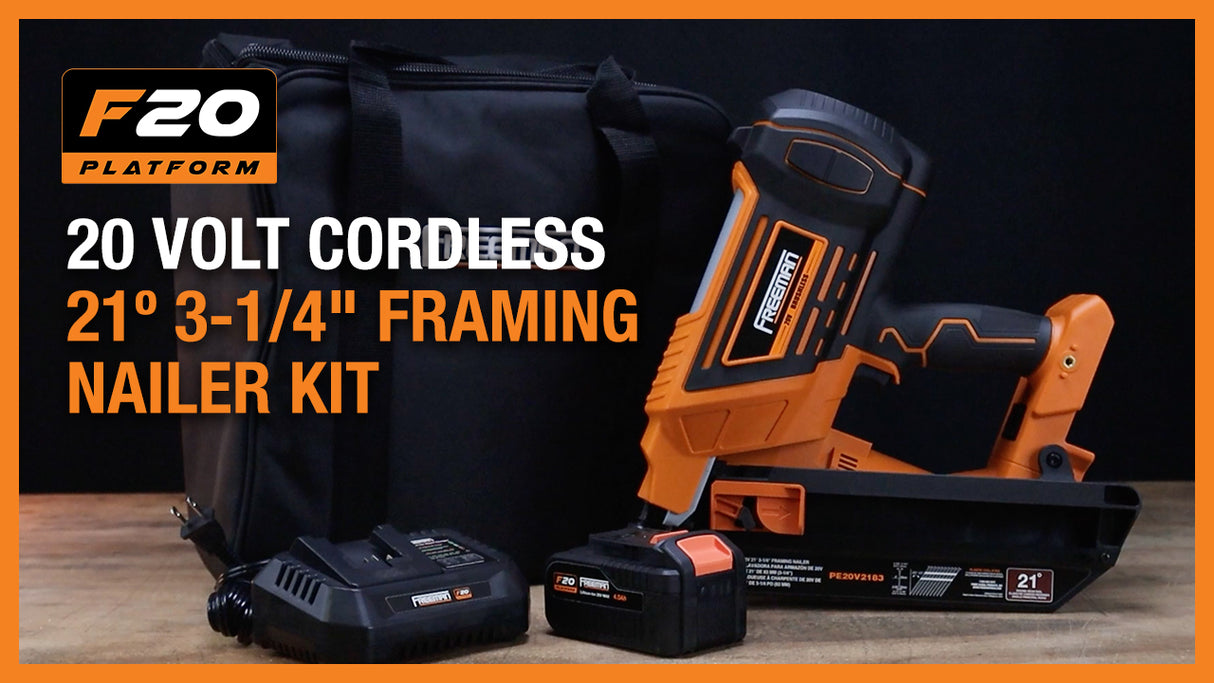 PE20VT2183 20 Volt Cordless and Brushless 21 Degree 3-1/4" Framing Nailer (Tool Only)