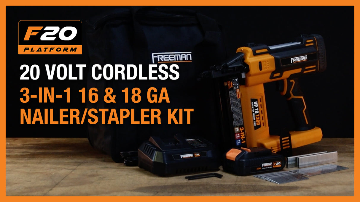 PE20VT31618 20 Volt Cordless 3-in-1 16 and 18 Gauge Nailer / Stapler (Tool Only)