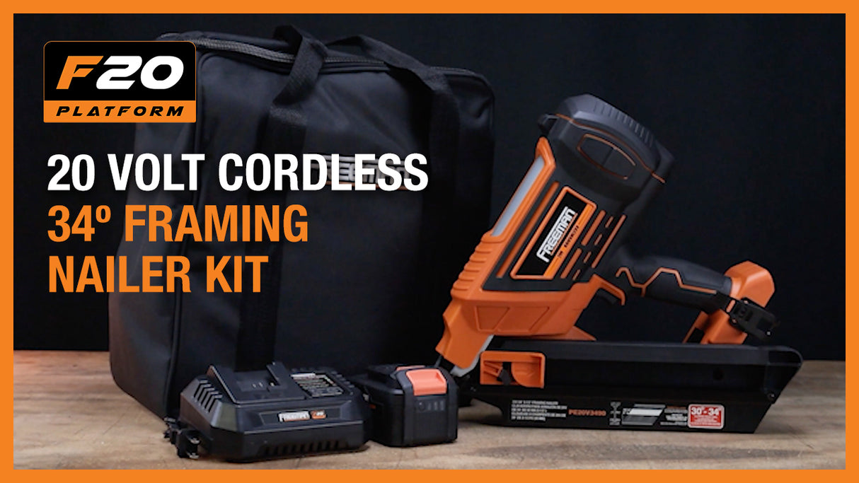 PE20VT3490 20 Volt Cordless and Brushless 34 Degree 3-1/2" Framing Nailer (Tool Only)