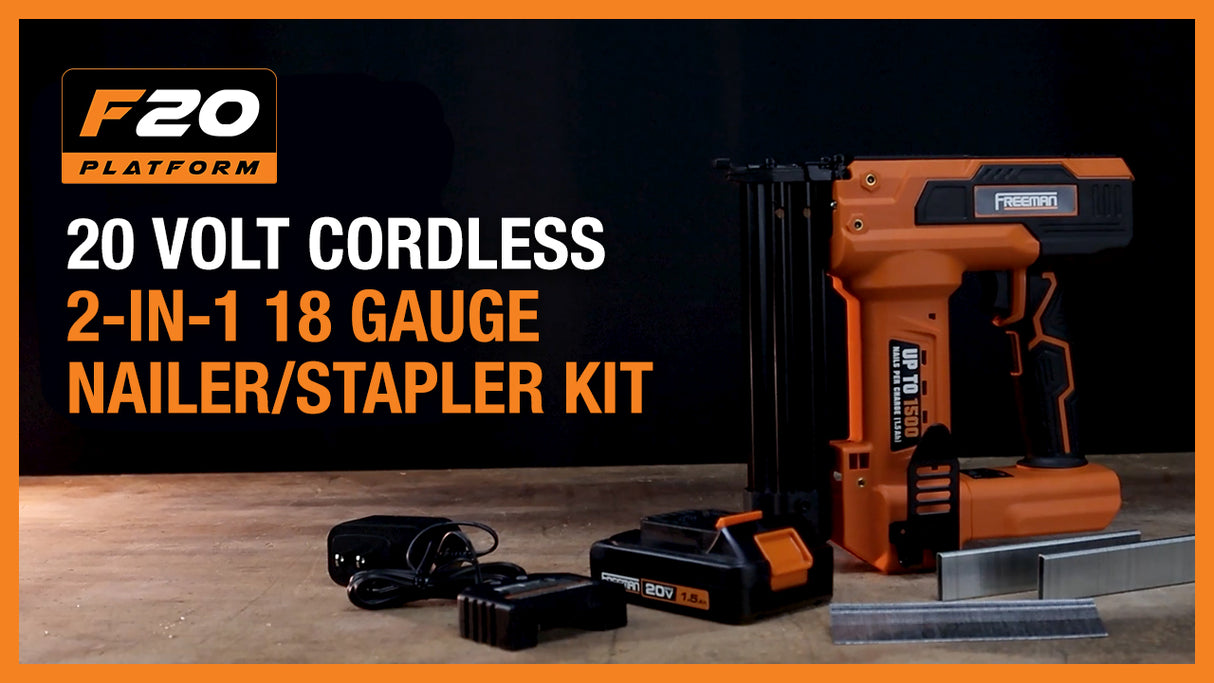 PE20VBR9032 20 Volt Cordless 2-in-1 18-Gauge 1-1/4" Nailer / Stapler Kit