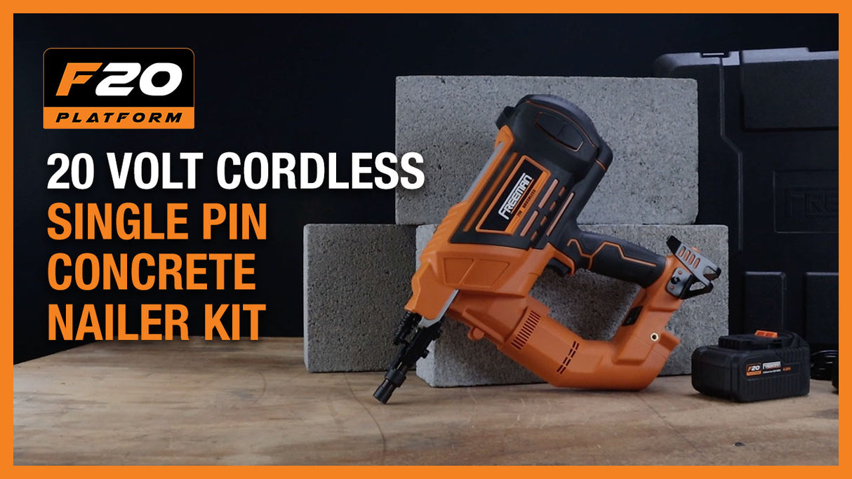 PE20VCNPN 20 Volt Cordless and Brushless 3" Single Pin Concrete Nailer Kit