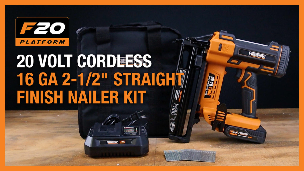 PE20VFN64 20 Volt Cordless 16-Gauge 2-1/2" Straight Finish Nailer Kit